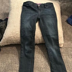 Girls dark blue legging jeans button and zip close